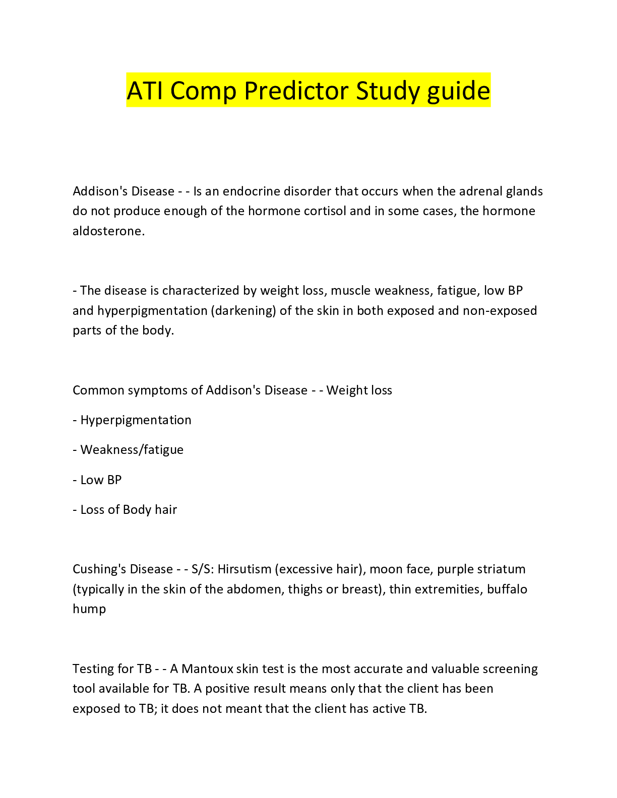 Preview image for ATI Comp Predictor Study guide